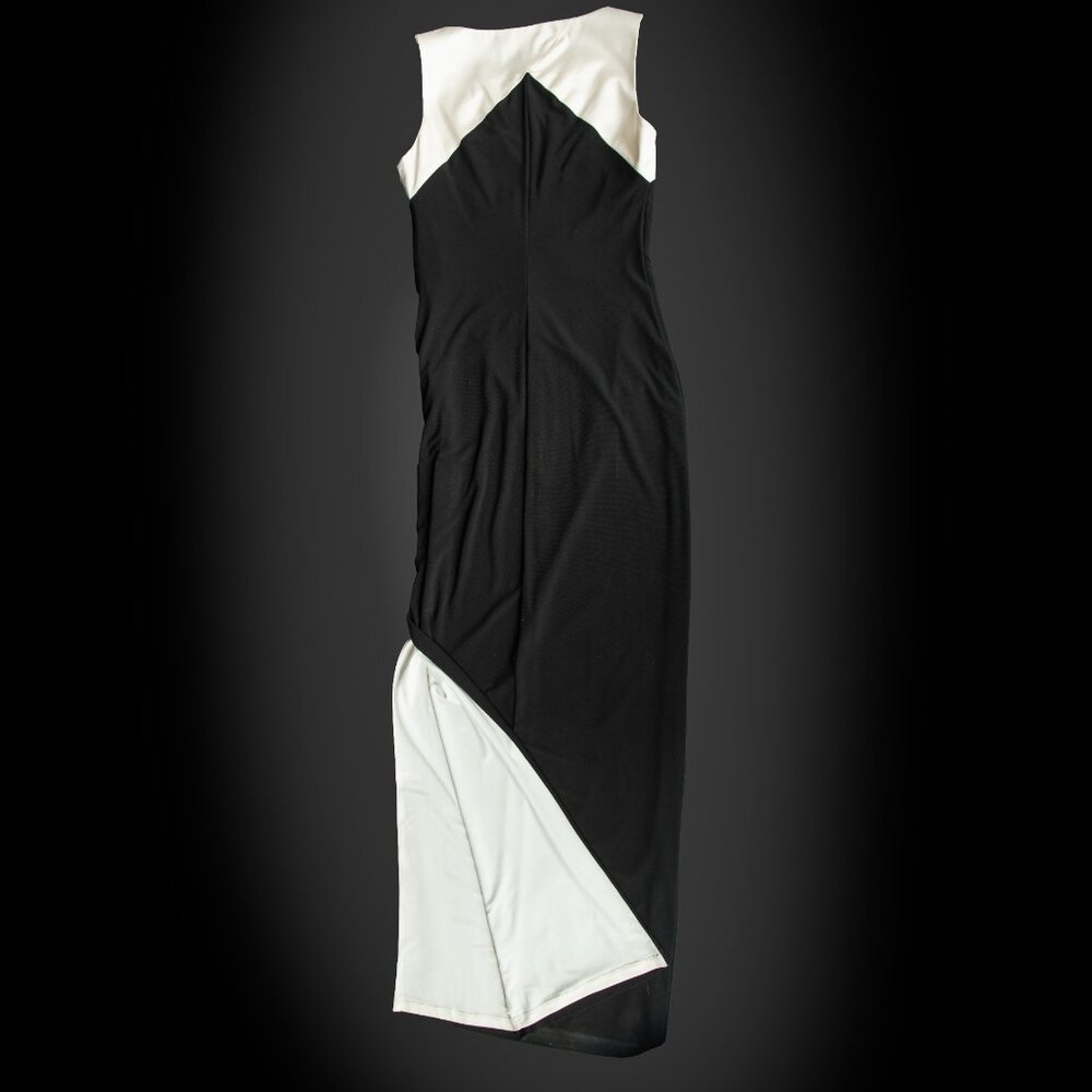 Lauren Ralph Lauren Evening Gown Black and White Embroidered Bodice 2 - Picture 9 of 13